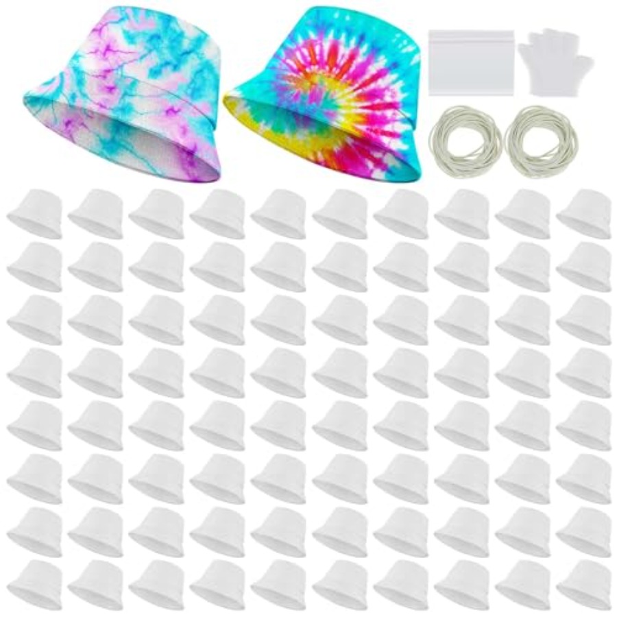 Hat Sublimation Blank - 흰색 면 버킷햇, 타이다이용 무지 햇빛