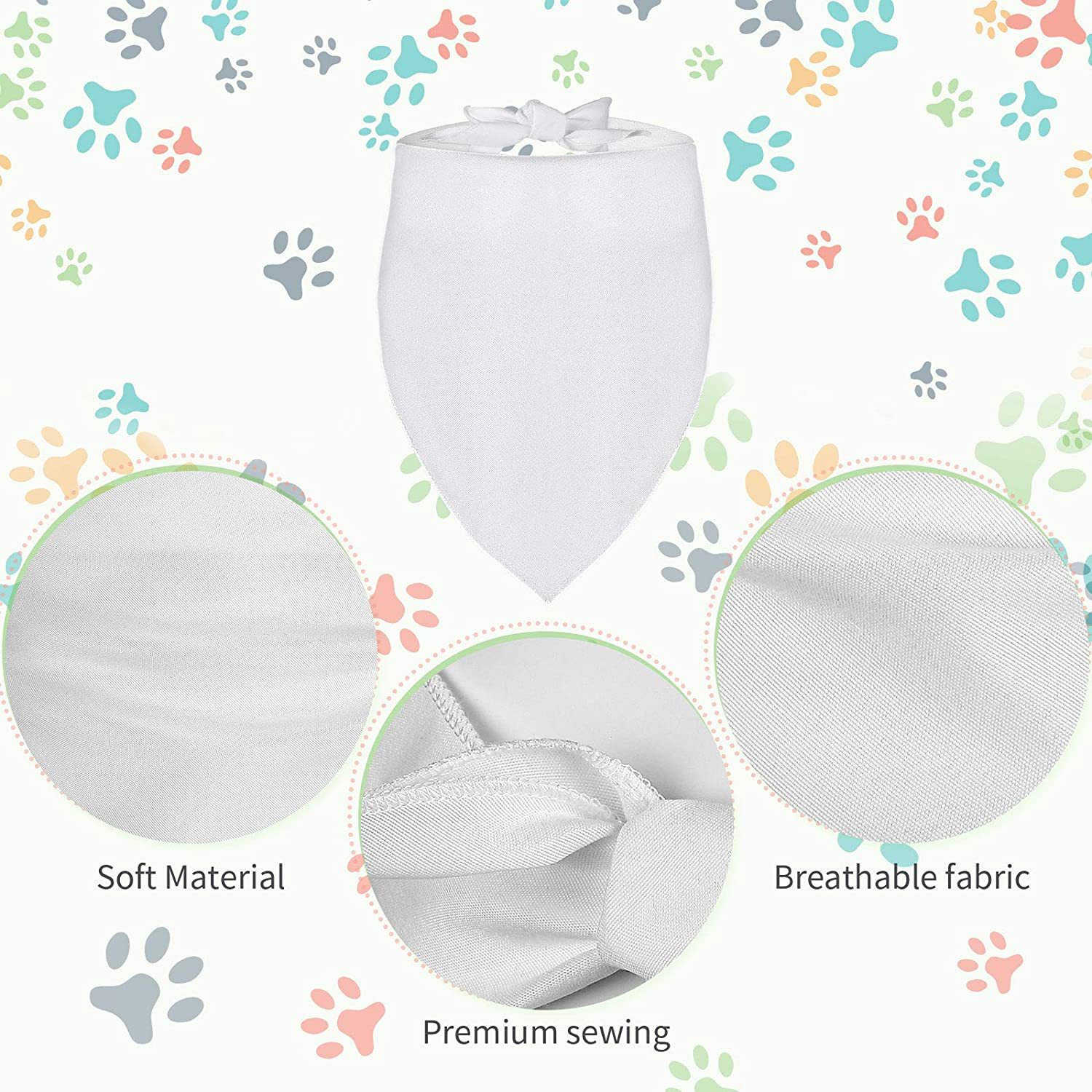 100개 승화 인쇄용 무지 강아지 반다나, 솔리드 화이 - Bandana Blank White 리뷰 및 가격